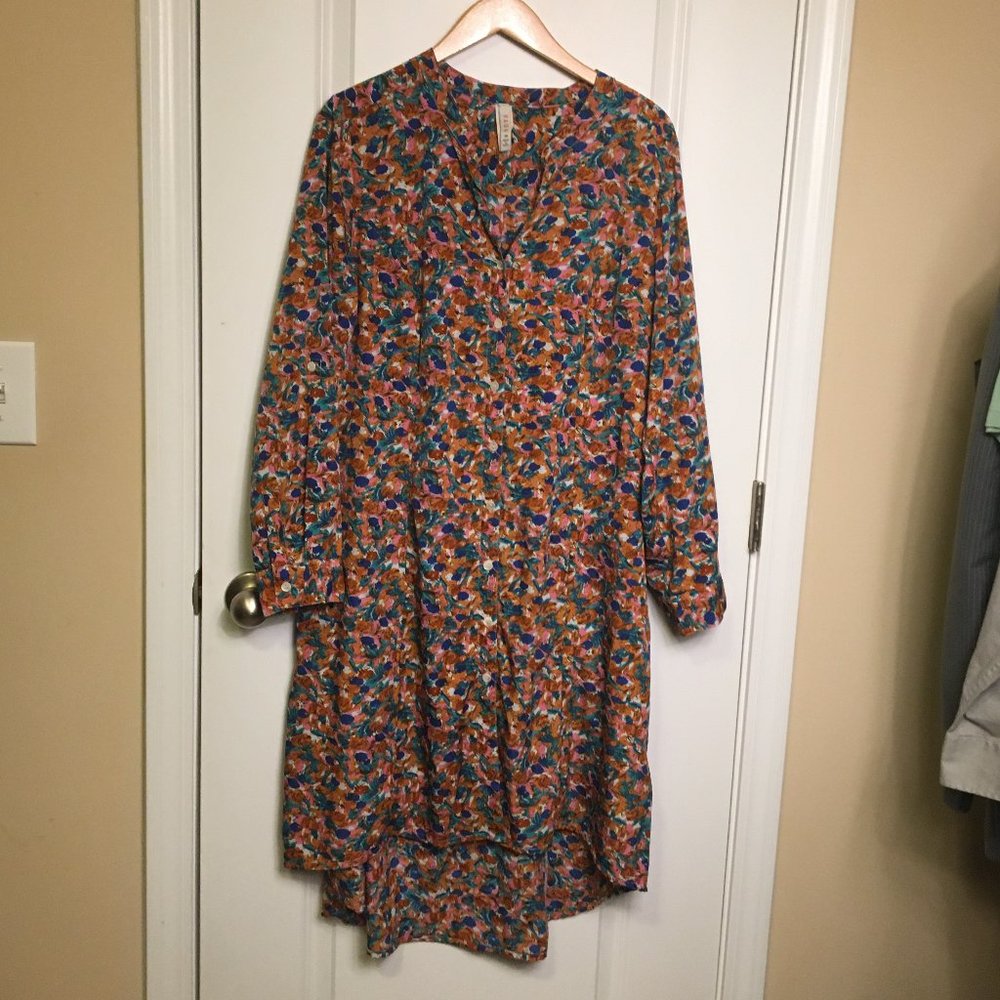 Raga Button Front Shirt Dress 1X